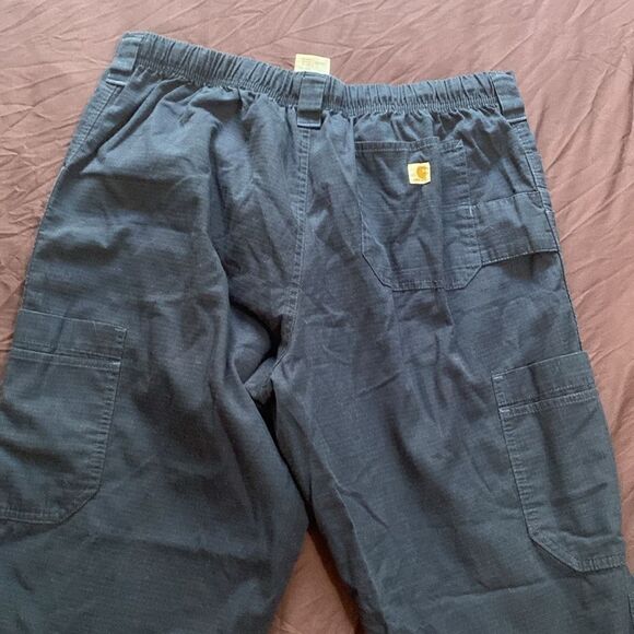 EUC Carhartt Mens Drawstring Cargo Navy Blue Pants - Picture 3 of 10